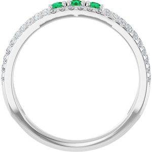 Sterling Silver Lab-Grown Emerald & 1/4 CTW Natural Diamond Ring