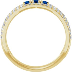 14K Yellow Gold Lab-Grown Blue Sapphire & 1/4 CTW Natural Diamond Ring