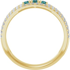14K Yellow Gold Natural Alexandrite & 1/4 CTW Natural Diamond Ring