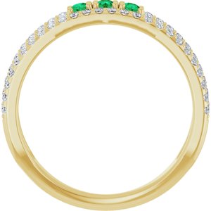 14K Yellow Gold Lab-Grown Emerald & 1/4 CTW Natural Diamond Ring
