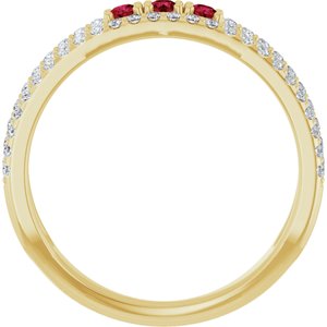 14K Yellow Gold Lab-Grown Ruby & 1/4 CTW Natural Diamond Ring