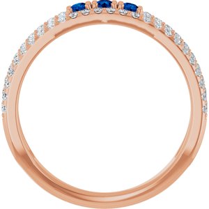 14K Rose Gold Lab-Grown Blue Sapphire & 1/4 CTW Natural Diamond Ring