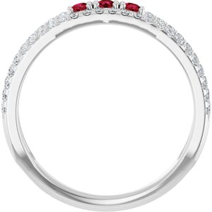 14K White Gold Lab-Grown Ruby & 1/4 CTW Natural Diamond Ring
