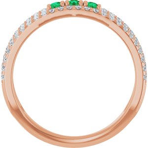 14K Rose Gold Lab-Grown Emerald & 1/4 CTW Natural Diamond Ring