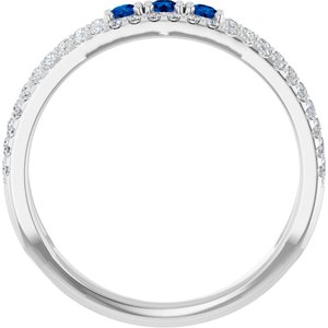 Platinum Lab-Grown Blue Sapphire & 1/4 CTW Natural Diamond Ring