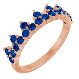 14K Rose Gold Lab-Grown Blue Sapphire Crown Ring