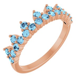14K Rose Gold Natural Aquamarine Crown Ring