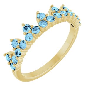 14K Yellow Gold Natural Aquamarine Crown Ring
