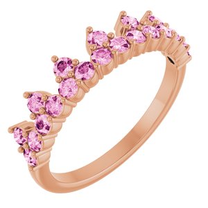 14K Rose Gold Natural Pink Sapphire Crown Ring