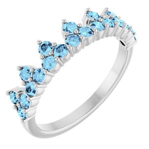 Platinum Natural Aquamarine Crown Ring