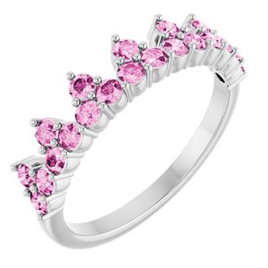 Platinum Natural Pink Sapphire Crown Ring