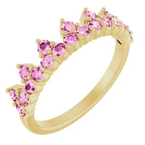 14K Yellow Gold Natural Pink Sapphire Crown Ring