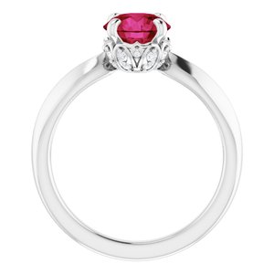 Sterling Silver Lab-Grown Ruby & 1/10 CTW Natural Diamond Ring