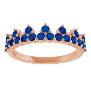 14K Rose Gold Lab-Grown Blue Sapphire Crown Ring