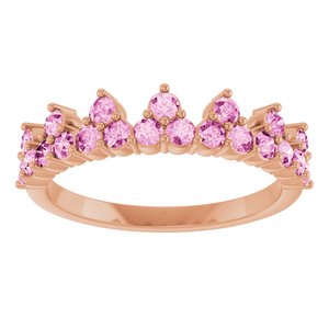 14K Rose Gold Natural Pink Sapphire Crown Ring