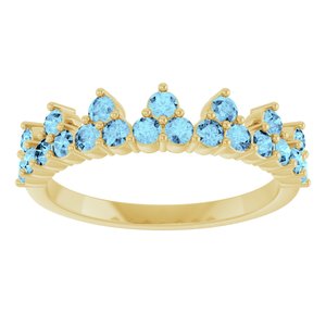 14K Yellow Gold Natural Aquamarine Crown Ring