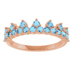 14K Rose Gold Natural Aquamarine Crown Ring