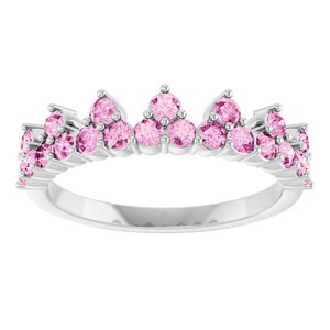 Platinum Natural Pink Sapphire Crown Ring