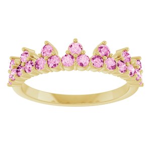 14K Yellow Gold Natural Pink Sapphire Crown Ring
