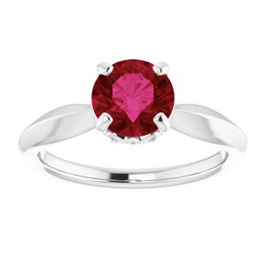 Sterling Silver Lab-Grown Ruby & 1/10 CTW Natural Diamond Ring