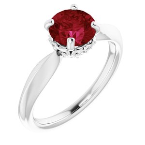 Sterling Silver Lab-Grown Ruby & 1/10 CTW Natural Diamond Ring