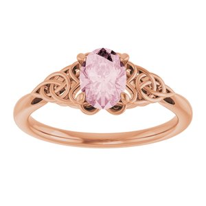 14K Rose Gold Natural Pink Morganite Celtic-Inspired Ring