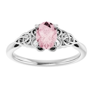 Platinum Natural Pink Morganite Celtic-Inspired Ring