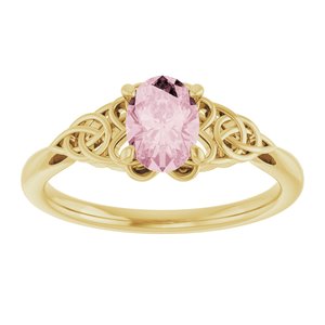 14K Yellow Gold Natural Pink Morganite Celtic-Inspired Ring