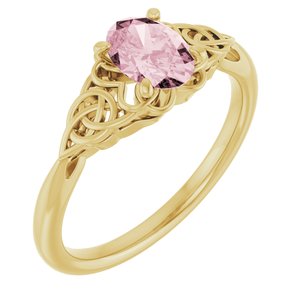14K Yellow Gold Natural Pink Morganite Celtic-Inspired Ring