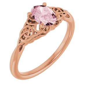 14K Rose Gold Natural Pink Morganite Celtic-Inspired Ring