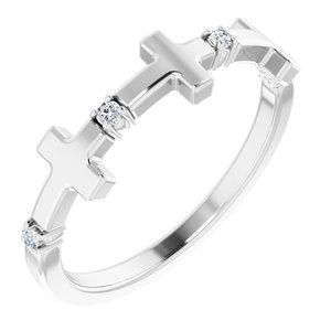 Sterling Silver .05 CTW Natural Diamond Cross Ring