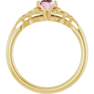 14K Yellow Gold Natural Pink Morganite Celtic-Inspired Ring