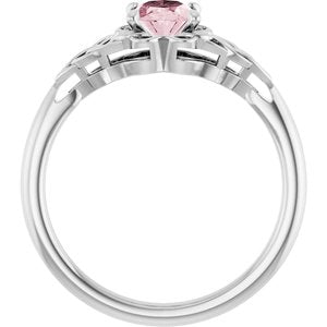 Sterling Silver Natural Pink Morganite Celtic-Inspired Ring