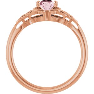 14K Rose Gold Natural Pink Morganite Celtic-Inspired Ring