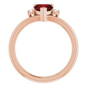 14K Rose Gold Natural Mozambique Garnet & .03 CTW Natural Diamond Heart Rring