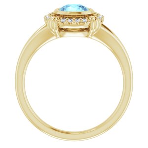14K Yellow Gold Natural Aquamarine & .08 CTW Natural Diamond Ring