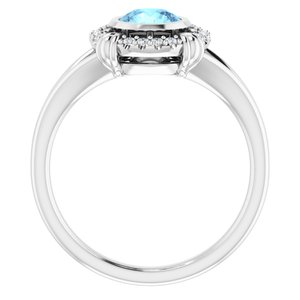 14K White Gold Natural Aquamarine & .08 CTW Natural Diamond Ring