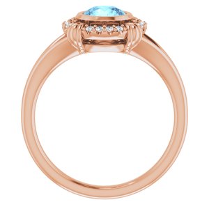 14K Rose Gold Natural Aquamarine & .08 CTW Natural Diamond Ring
