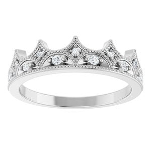 Platinum 1/10 CTW Natural Diamond Crown Ring