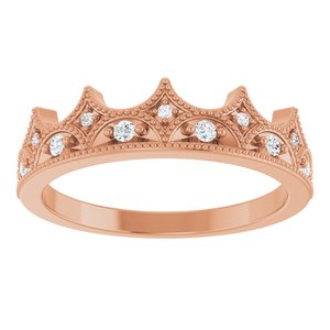 14K Rose Gold 1/10 CTW Natural Diamond Crown Ring