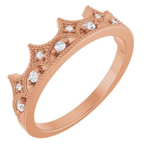 14K Rose Gold 1/10 CTW Natural Diamond Crown Ring