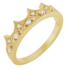 14K Yellow Gold 1/10 CTW Natural Diamond Crown Ring