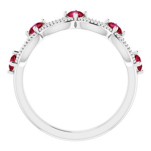 Platinum Natural Ruby & .05 Natural Diamond Crown Ring