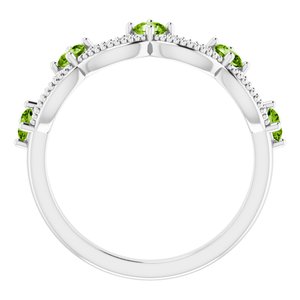Platinum Natural Peridot & .05 Natural Diamond Crown Ring