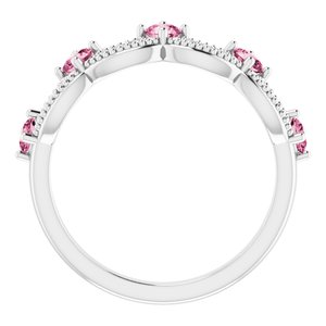 Platinum Natural Pink Tourmaline & .05 Natural Diamond Crown Ring