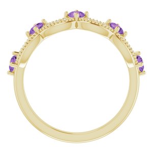 14K Yellow Gold Natural Amethyst & .05 Natural Diamond Crown Ring