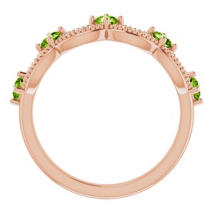 14K Rose Gold Natural Peridot & .05 Natural Diamond Crown Ring
