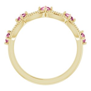 14K Yellow Gold Natural Pink Tourmaline & .05 Natural Diamond Crown Ring