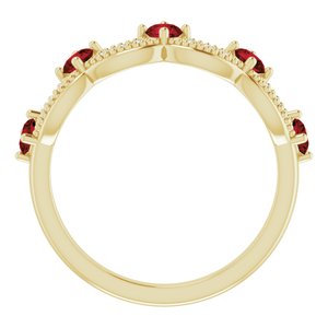 14K Yellow Gold Natural Mozambique Garnet & .05 Natural Diamond Crown Ring