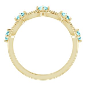 14K Yellow Gold Natural Blue Zircon & .05 Natural Diamond Crown Ring